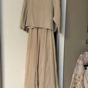 Beige Long Sleeve Top and Maxi Skirt Set